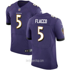 Mens Baltimore Ravens #5 Joe Flacco Purple Team Color Vapor Elite Jersey Bestplayer
